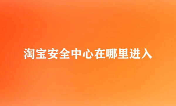 淘宝安全中心在哪里进入