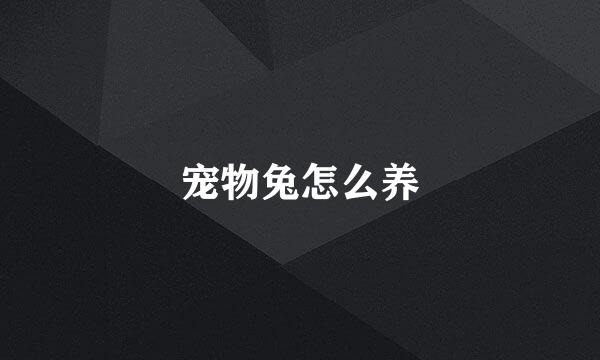 宠物兔怎么养