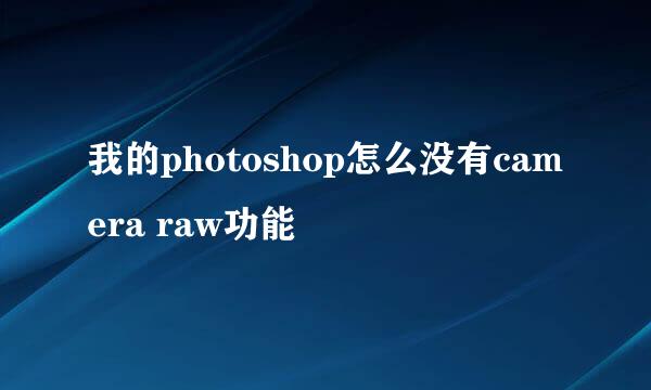 我的photoshop怎么没有camera raw功能