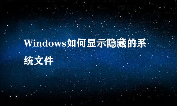 Windows如何显示隐藏的系统文件