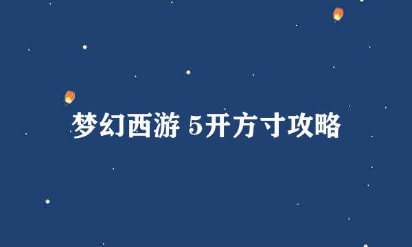 梦幻西游 5开方寸攻略