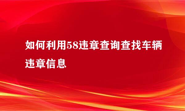 如何利用58违章查询查找车辆违章信息