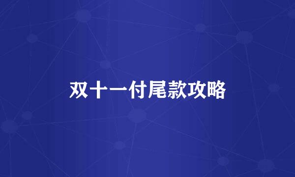 双十一付尾款攻略