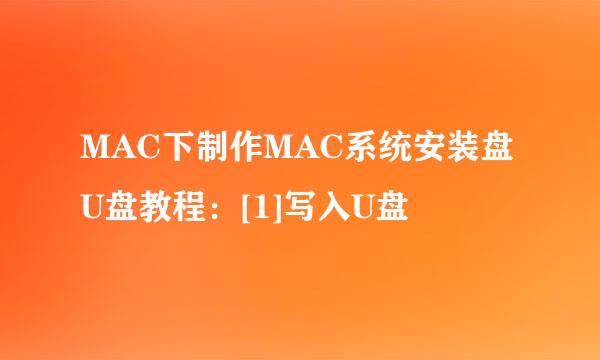 MAC下制作MAC系统安装盘U盘教程：[1]写入U盘