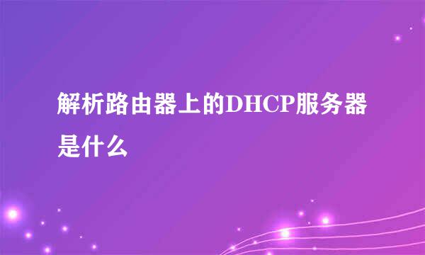 解析路由器上的DHCP服务器是什么