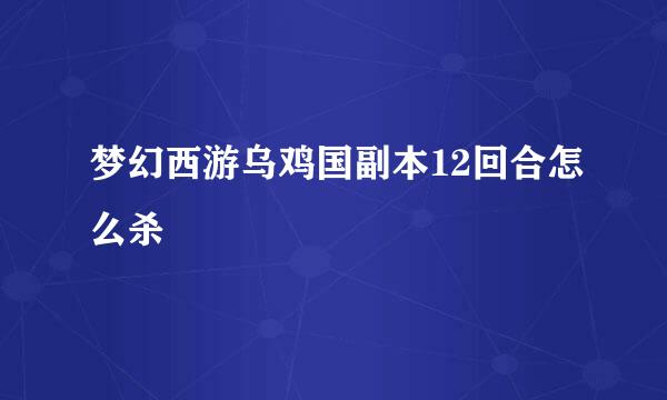 梦幻西游乌鸡国副本12回合怎么杀