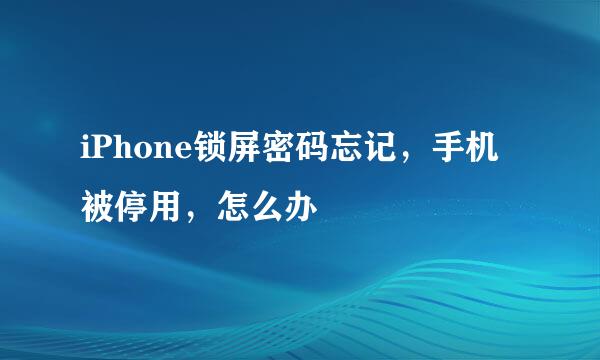iPhone锁屏密码忘记，手机被停用，怎么办
