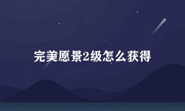 完美愿景2级怎么获得