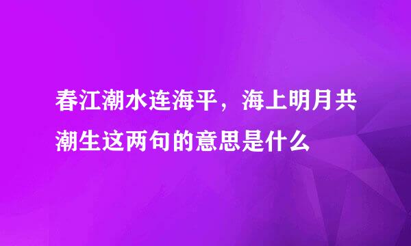 春江潮水连海平，海上明月共潮生这两句的意思是什么
