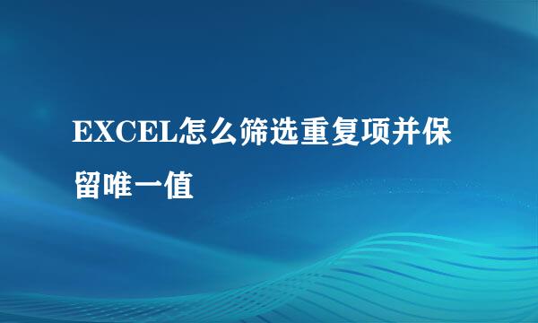 EXCEL怎么筛选重复项并保留唯一值