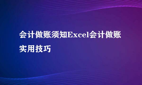 会计做账须知Excel会计做账实用技巧