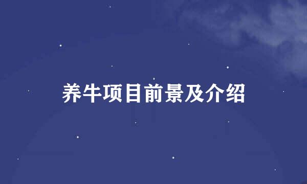 养牛项目前景及介绍