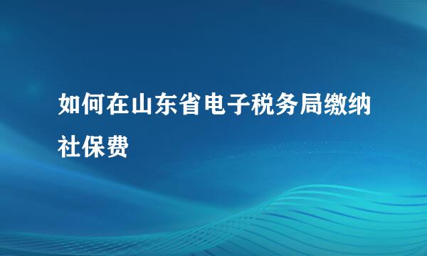 如何在山东省电子税务局缴纳社保费