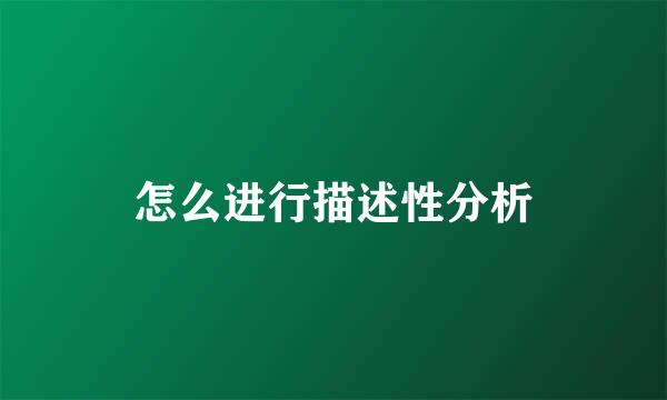 怎么进行描述性分析