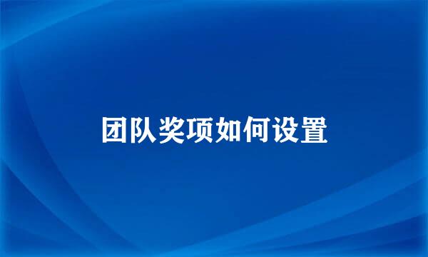 团队奖项如何设置