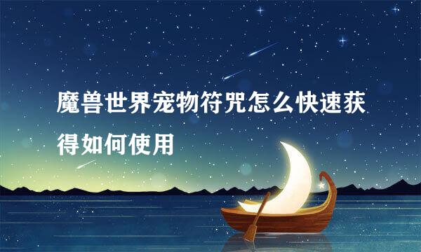 魔兽世界宠物符咒怎么快速获得如何使用