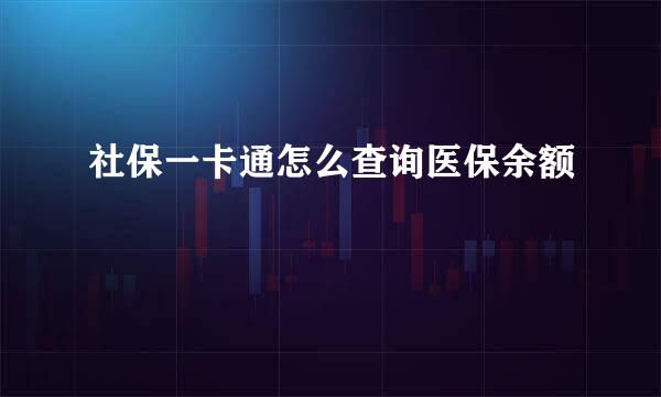 社保一卡通怎么查询医保余额