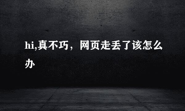 hi,真不巧，网页走丢了该怎么办