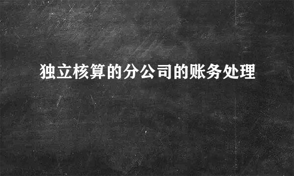 独立核算的分公司的账务处理