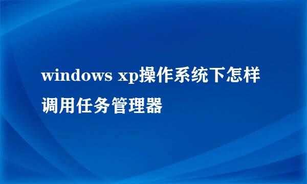 windows xp操作系统下怎样调用任务管理器