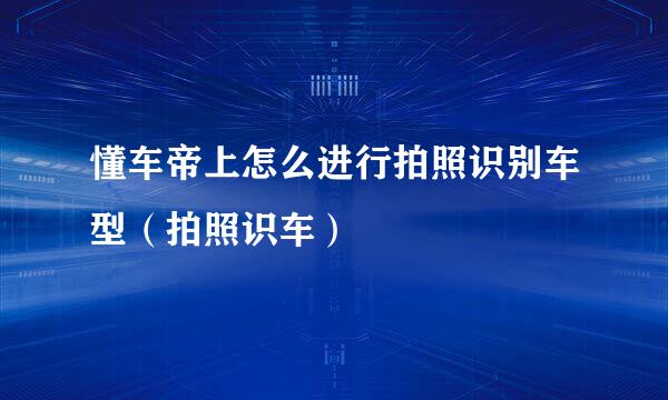 懂车帝上怎么进行拍照识别车型（拍照识车）