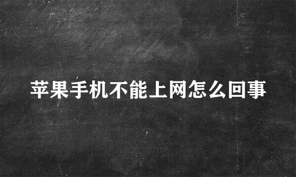 苹果手机不能上网怎么回事
