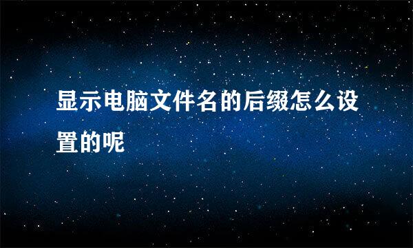 显示电脑文件名的后缀怎么设置的呢