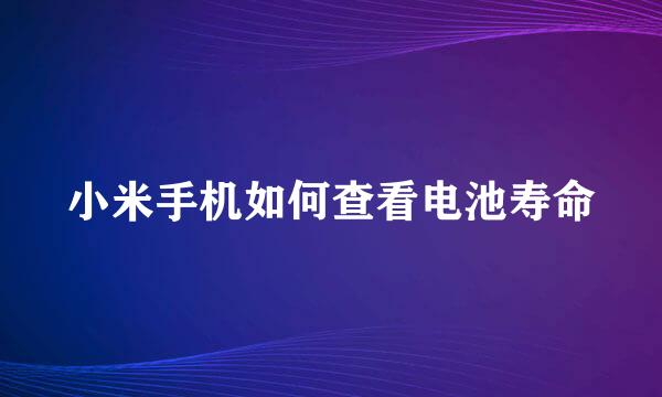 小米手机如何查看电池寿命