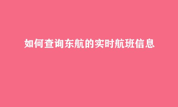 如何查询东航的实时航班信息