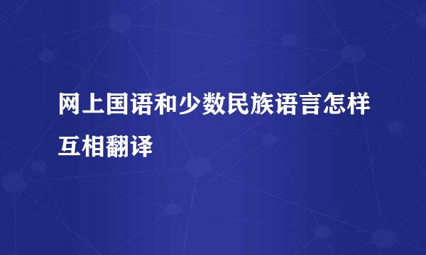 网上国语和少数民族语言怎样互相翻译