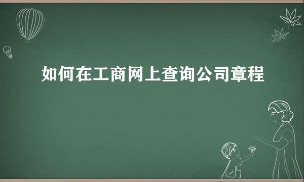 如何在工商网上查询公司章程