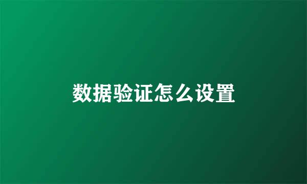 数据验证怎么设置