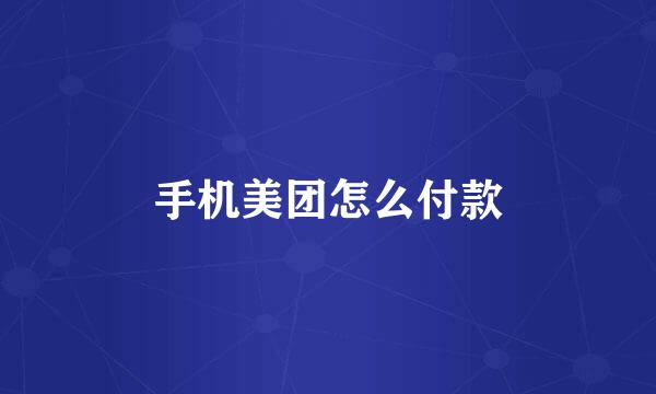 手机美团怎么付款