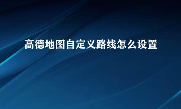 高德地图自定义路线怎么设置