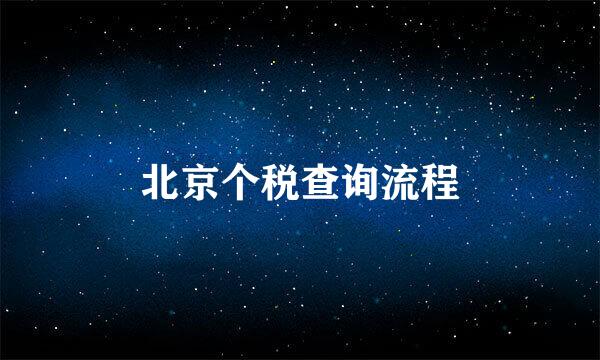 北京个税查询流程