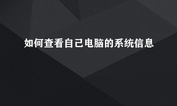 如何查看自己电脑的系统信息