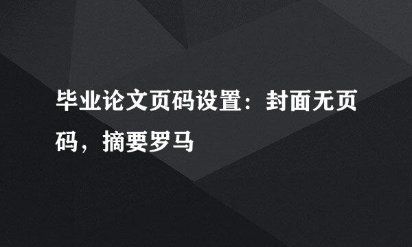 毕业论文页码设置：封面无页码，摘要罗马