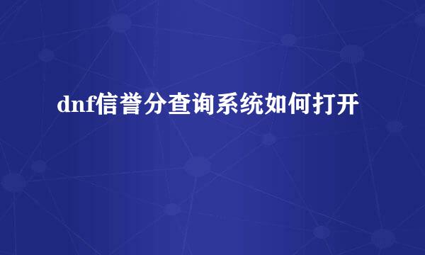 dnf信誉分查询系统如何打开