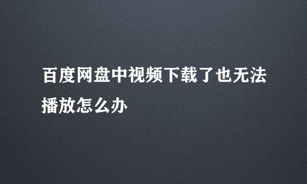 百度网盘中视频下载了也无法播放怎么办