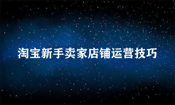 淘宝新手卖家店铺运营技巧