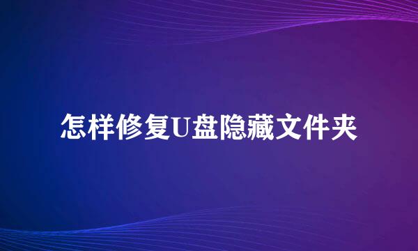 怎样修复U盘隐藏文件夹