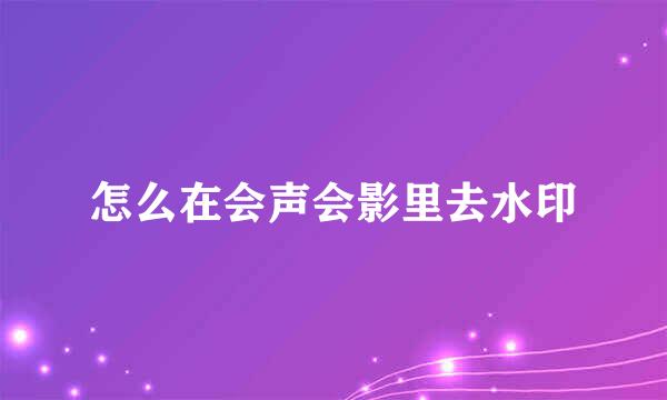怎么在会声会影里去水印