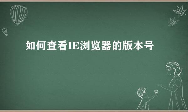 如何查看IE浏览器的版本号