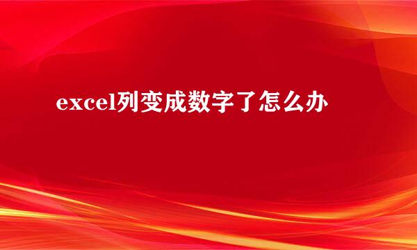 excel列变成数字了怎么办