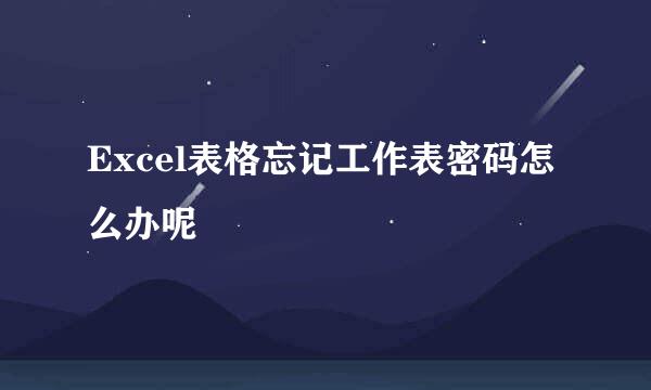 Excel表格忘记工作表密码怎么办呢