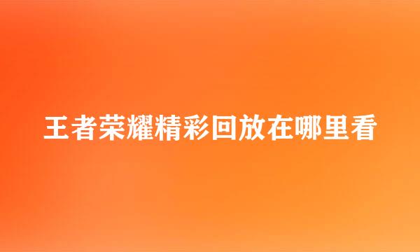 王者荣耀精彩回放在哪里看