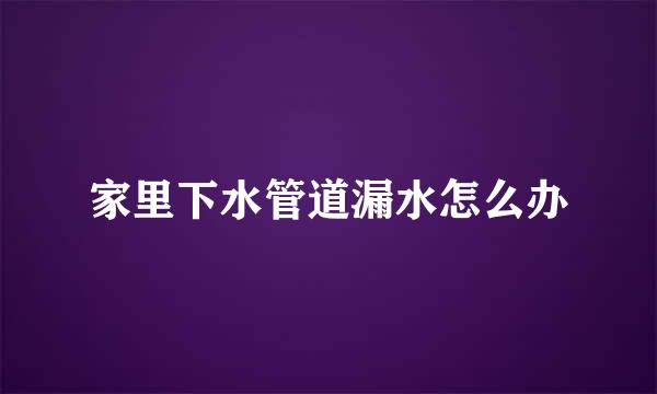家里下水管道漏水怎么办