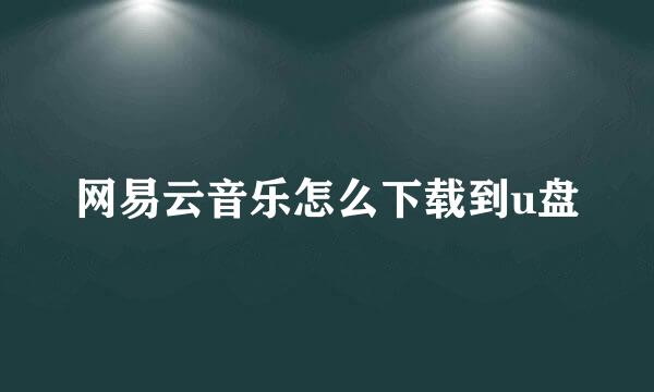 网易云音乐怎么下载到u盘