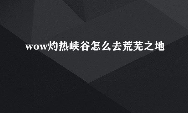 wow灼热峡谷怎么去荒芜之地