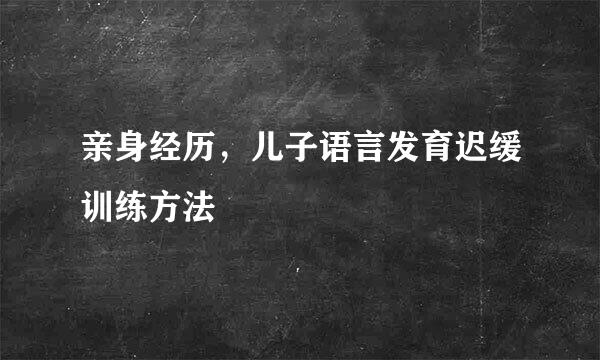 亲身经历，儿子语言发育迟缓训练方法